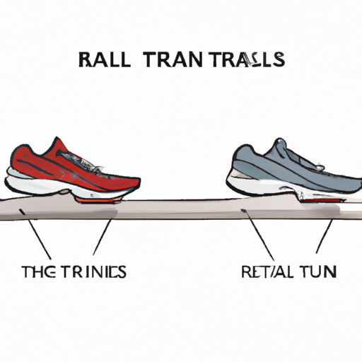 תרשים המראה את ההבדל בין נעלי ריצה למסלולי ריצה לנעלי ריצה על הליכון
