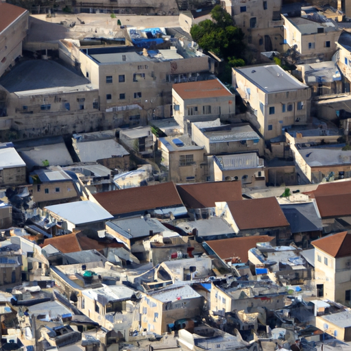 An aerial view of the ancient city of Jerusalem, showing the remnants of old settlements